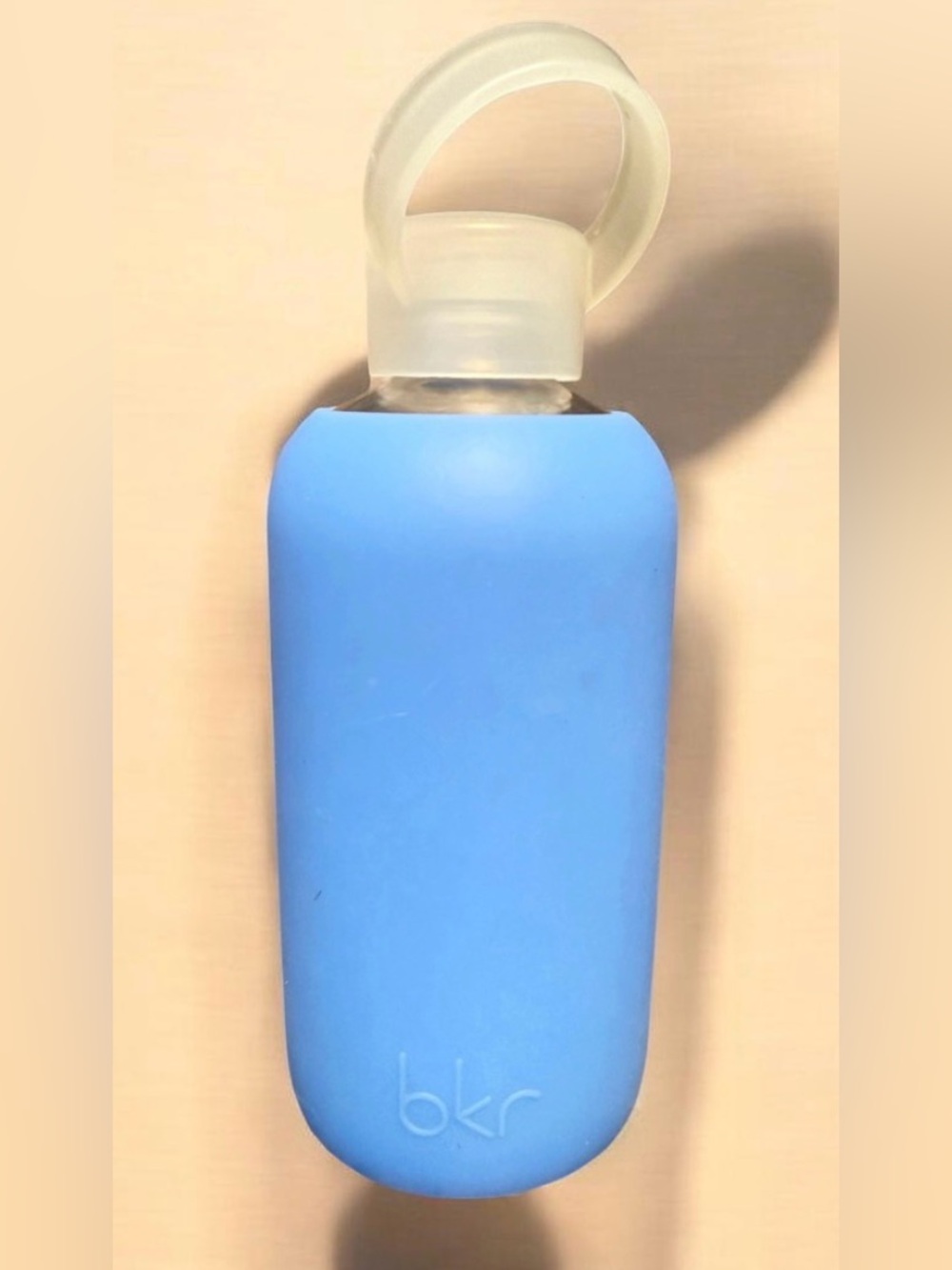 BKR Romeo Glass Water Bottle Periwinkle Blue Silicon Sleeve Screw Top 16oz